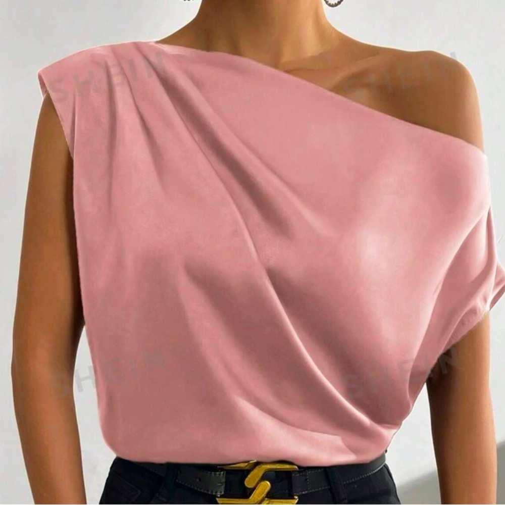 Classy Asymmetrical Dusty Rose Top 🥰